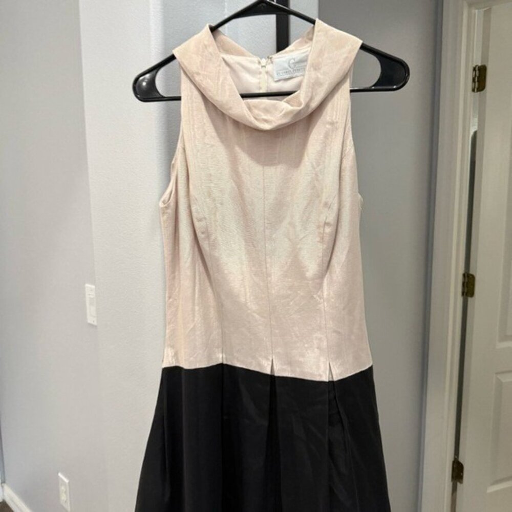 Carol Peretz Sleeveless Mock Neck A Line Black Pink Dress Size 6 Vintage Vtg • - Picture 2 of 11